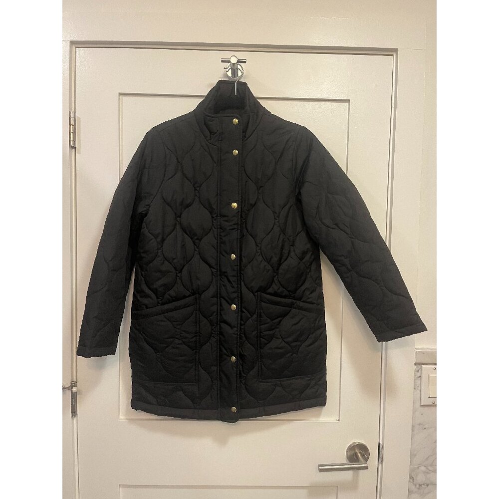JCrew Black Quilted Cocoon Coat